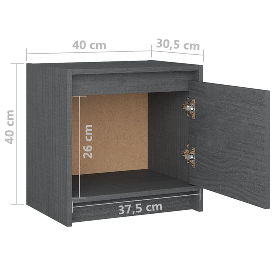 Nachtkastjes 2st 40x30,5x40 cm massief grenenhout grijs MeubelReus