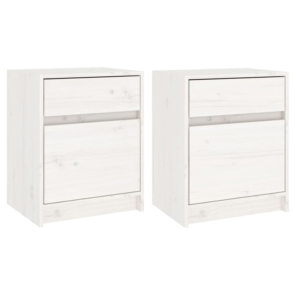 Nachtkastjes 2 st 40x31x50 cm massief grenenhout wit MeubelReus