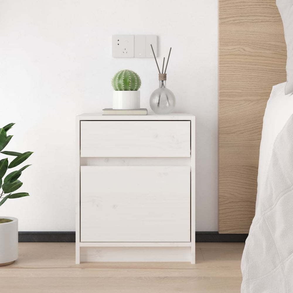 Nachtkastjes 2 st 40x31x50 cm massief grenenhout wit MeubelReus