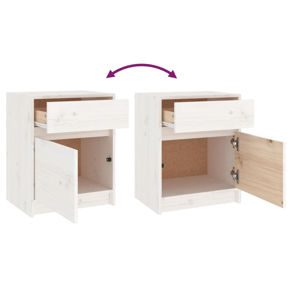 Nachtkastjes 2 st 40x31x50 cm massief grenenhout wit MeubelReus