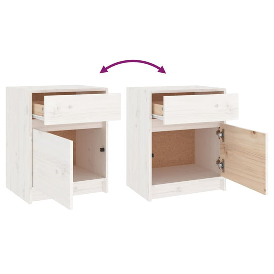 Nachtkastjes 2 st 40x31x50 cm massief grenenhout wit MeubelReus