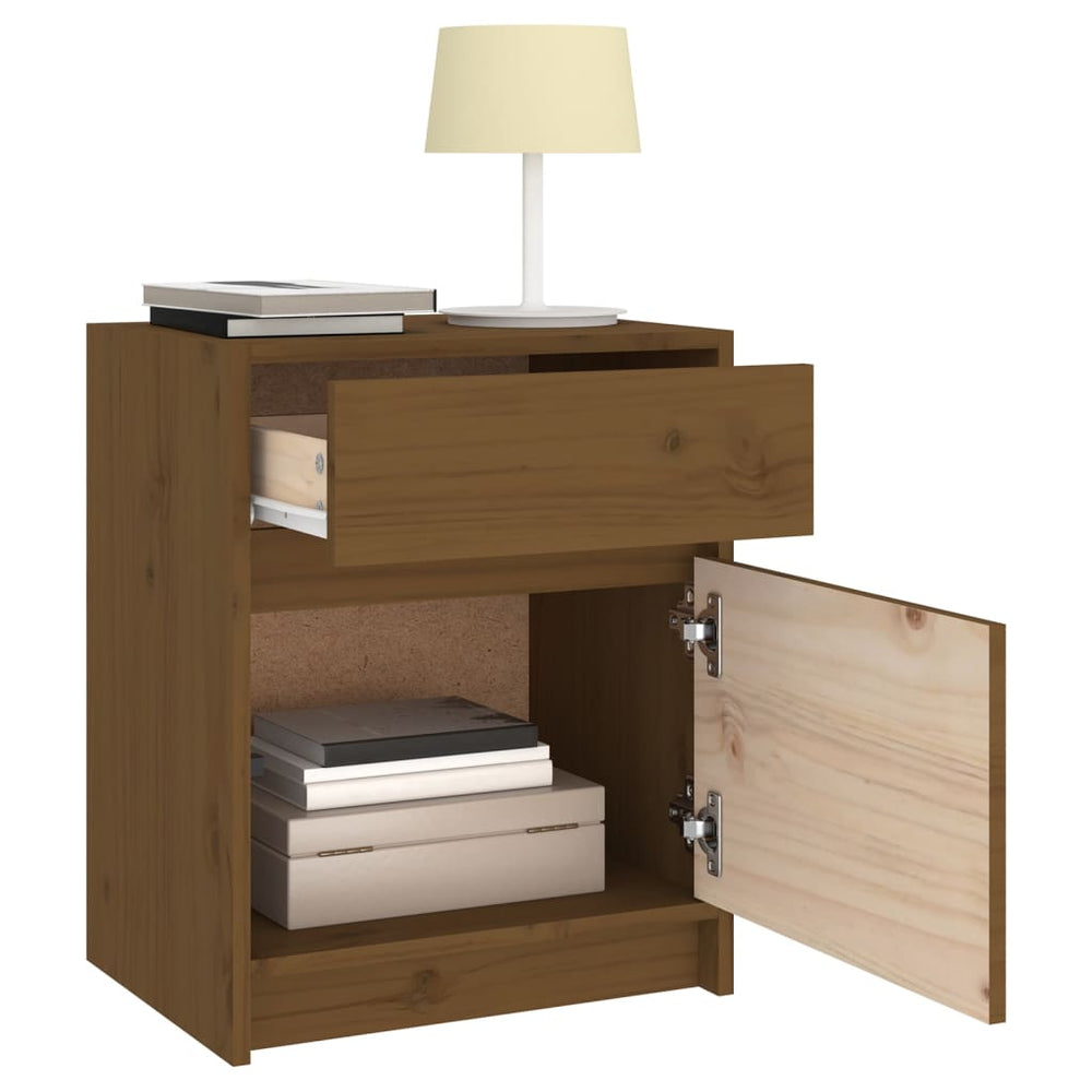 Nachtkastjes 2 st 40x31x50 cm massief grenenhout honingbruin MeubelReus