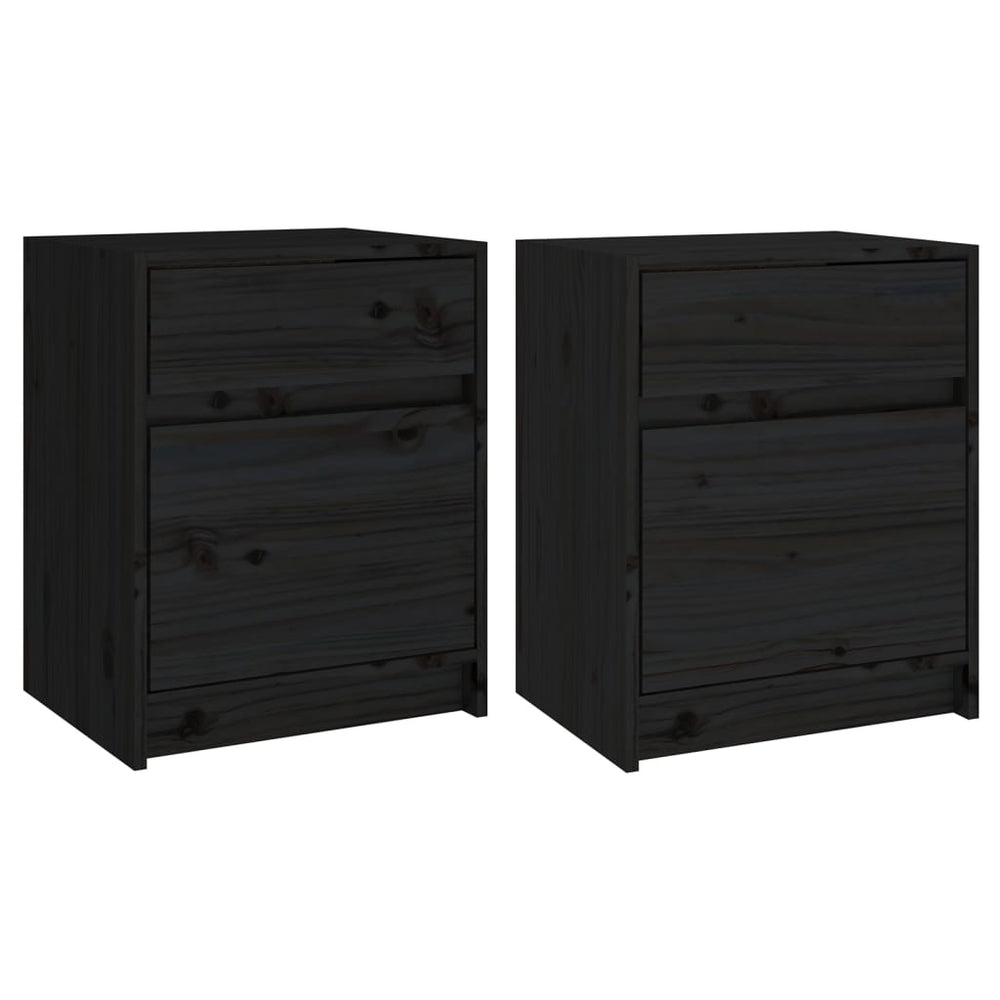 Nachtkastjes 2 st 40x31x50 cm massief grenenhout zwart MeubelReus