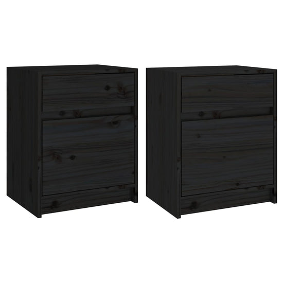 Nachtkastjes 2 st 40x31x50 cm massief grenenhout zwart MeubelReus
