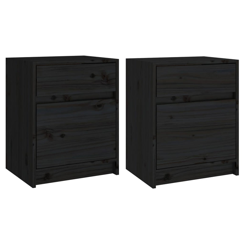 Nachtkastjes 2 st 40x31x50 cm massief grenenhout zwart MeubelReus