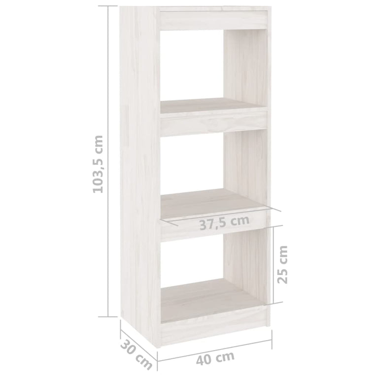 Boekenkast/kamerscherm 40x30x103,5 cm massief grenenhout wit MeubelReus