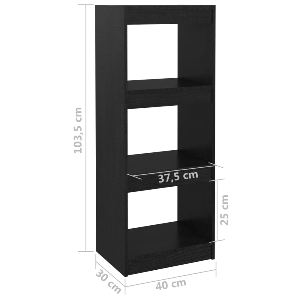 Boekenkast/kamerscherm 40x30x103,5 cm massief grenenhout zwart MeubelReus