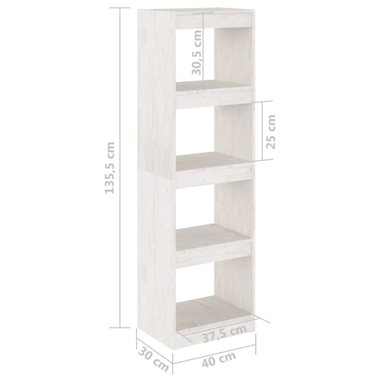Boekenkast/kamerscherm 40x30x135,5 cm grenenhout wit MeubelReus