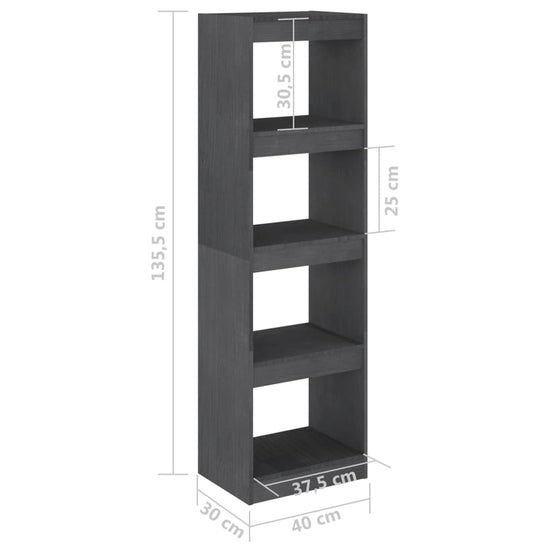 Boekenkast/kamerscherm 40x30x135,5 cm grenenhout grijs MeubelReus