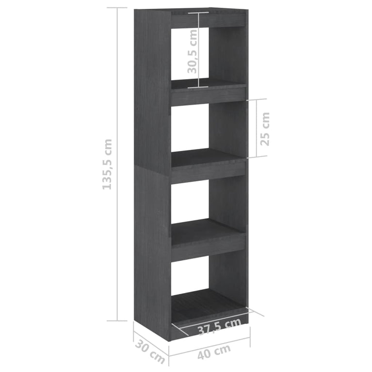 Boekenkast/kamerscherm 40x30x135,5 cm grenenhout grijs MeubelReus