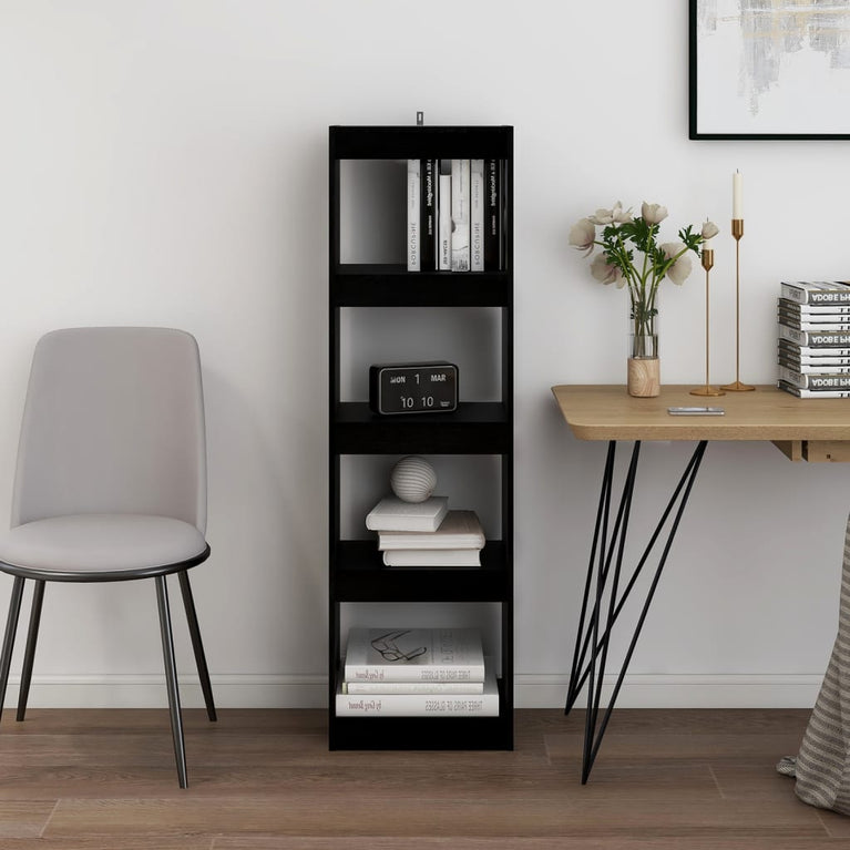 Boekenkast/kamerscherm 40x30x135,5 cm grenenhout zwart MeubelReus