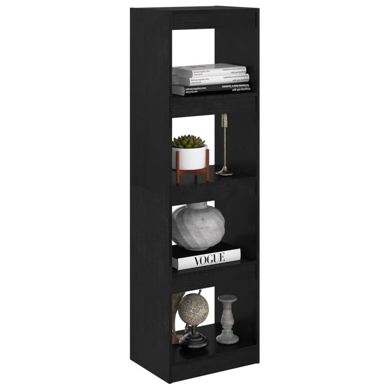 Boekenkast/kamerscherm 40x30x135,5 cm grenenhout zwart MeubelReus