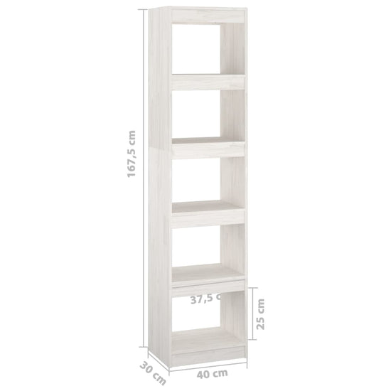 Boekenkast/kamerscherm 40x30x167,5 cm massief grenenhout wit MeubelReus