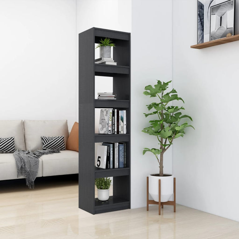 Boekenkast/kamerscherm 40x30x167,5 cm massief grenenhout grijs MeubelReus