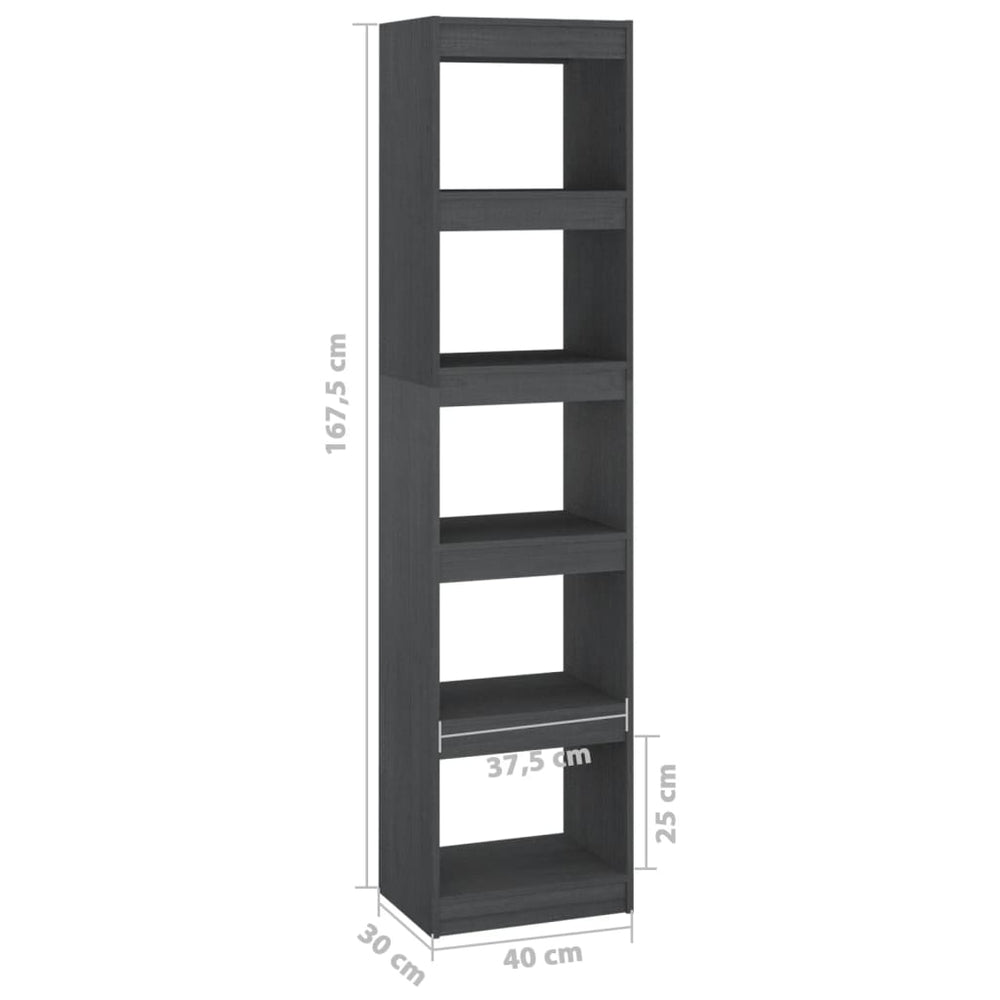Boekenkast/kamerscherm 40x30x167,5 cm massief grenenhout grijs MeubelReus