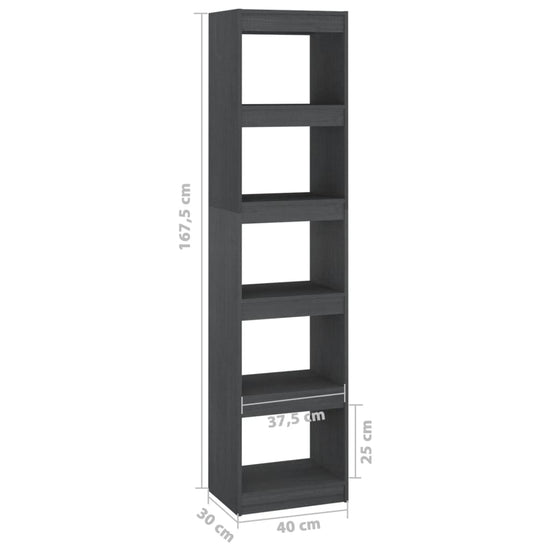 Boekenkast/kamerscherm 40x30x167,5 cm massief grenenhout grijs MeubelReus