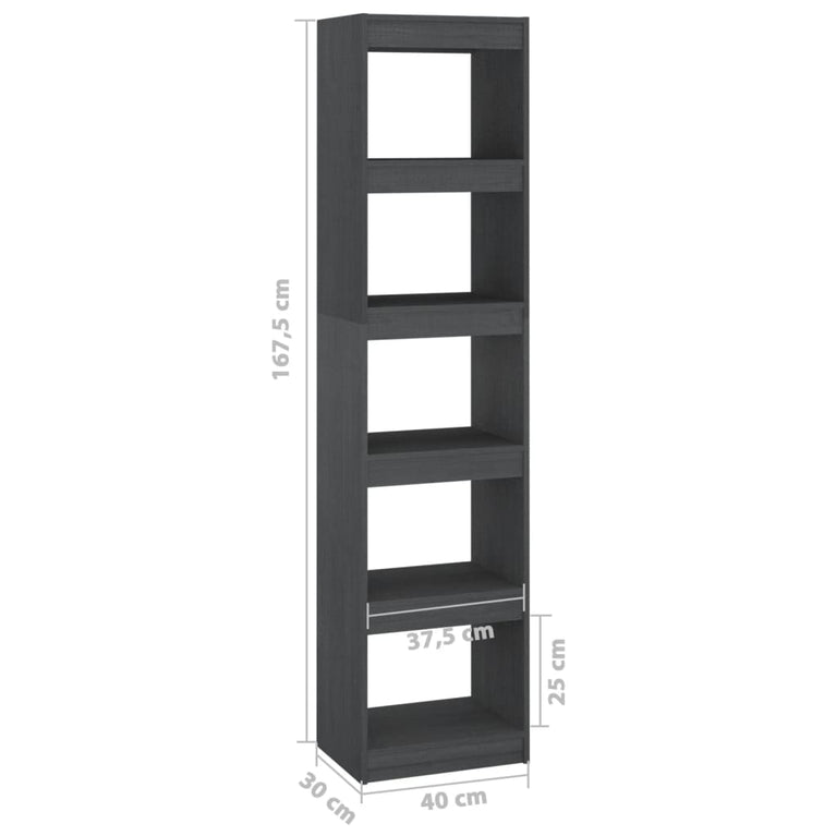 Boekenkast/kamerscherm 40x30x167,5 cm massief grenenhout grijs MeubelReus