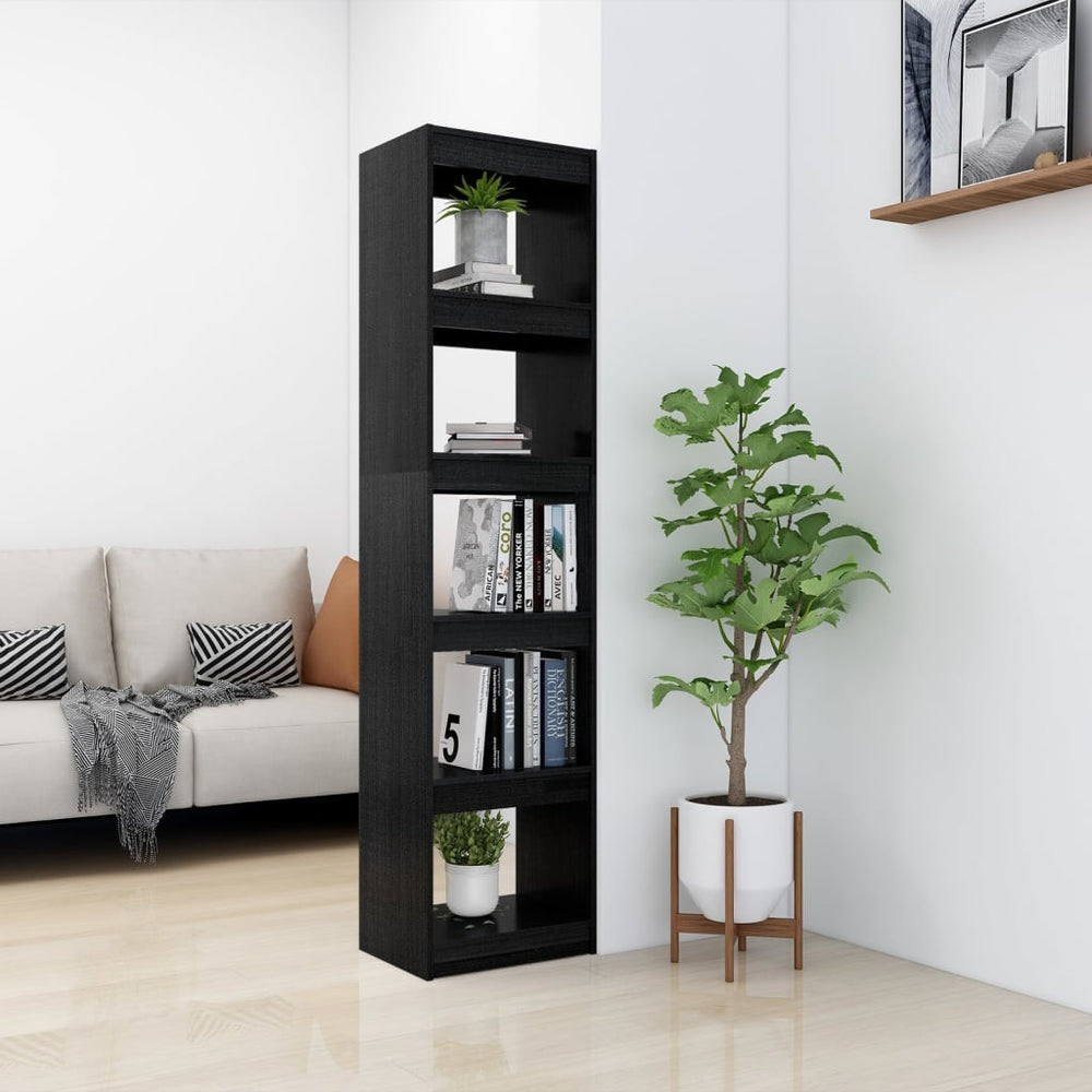 Boekenkast/kamerscherm 40x30x167,5 cm massief grenenhout zwart MeubelReus