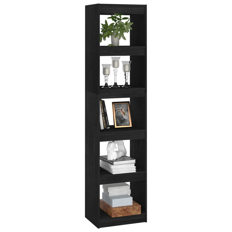 Boekenkast/kamerscherm 40x30x167,5 cm massief grenenhout zwart MeubelReus