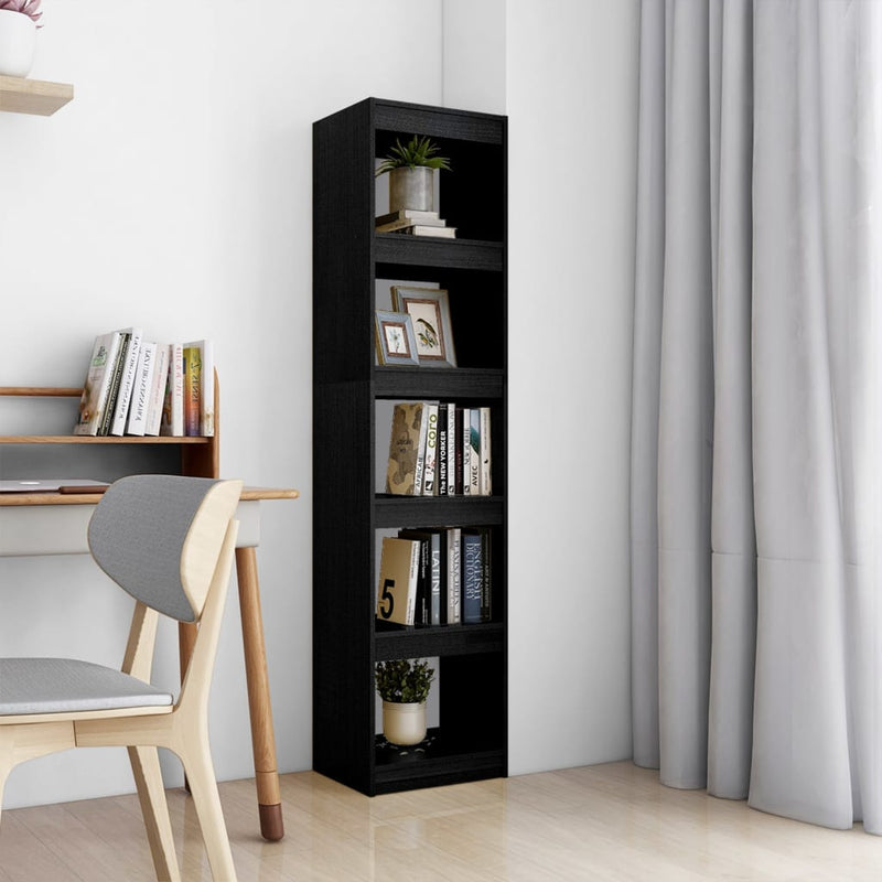 Boekenkast/kamerscherm 40x30x167,5 cm massief grenenhout zwart MeubelReus