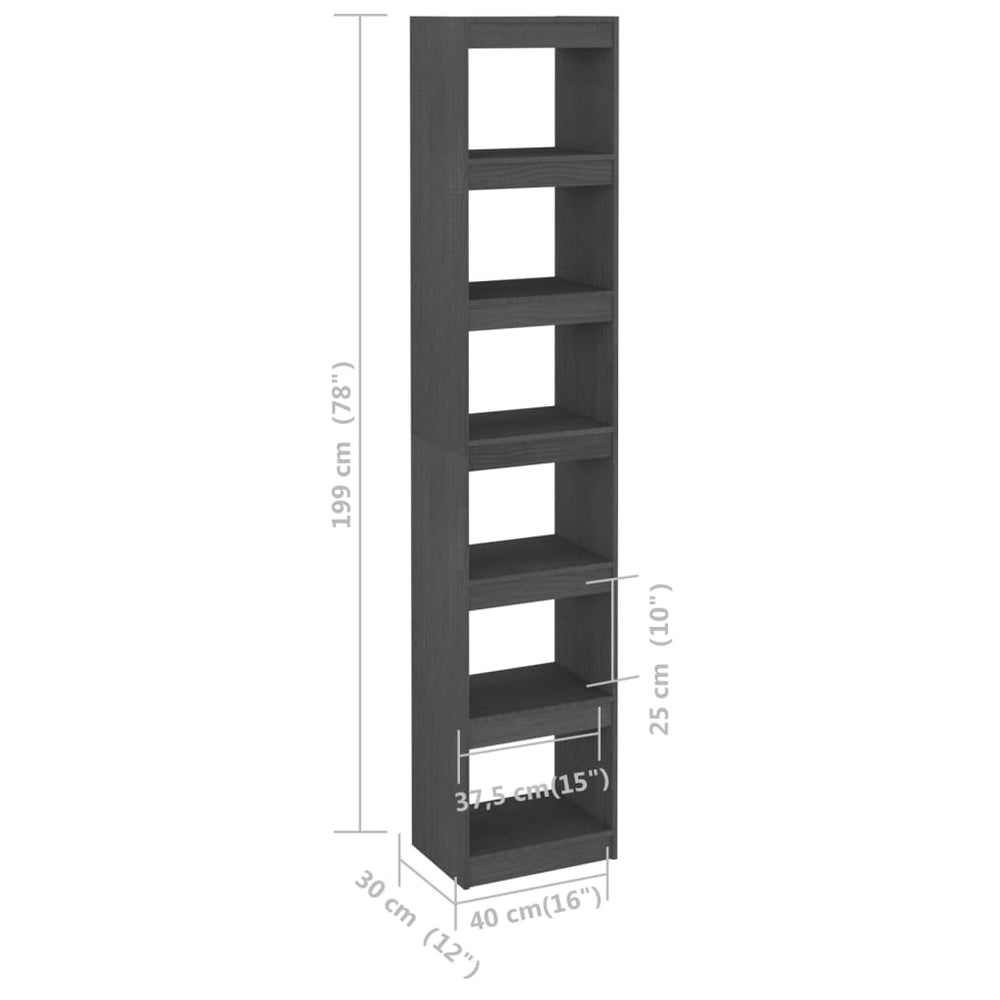 Boekenkast/kamerscherm 40x30x199 cm massief grenenhout grijs MeubelReus