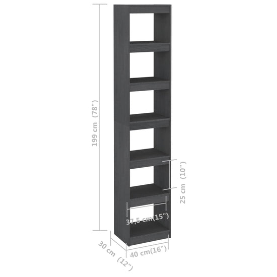 Boekenkast/kamerscherm 40x30x199 cm massief grenenhout grijs MeubelReus