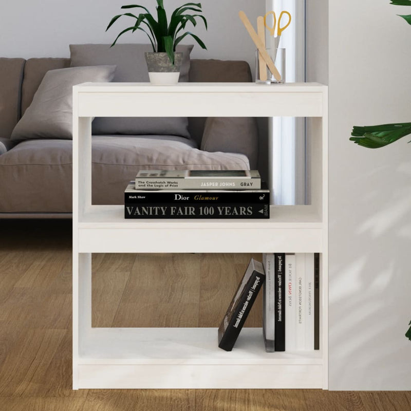 Boekenkast/kamerscherm 60x30x71,5 cm massief grenenhout wit MeubelReus