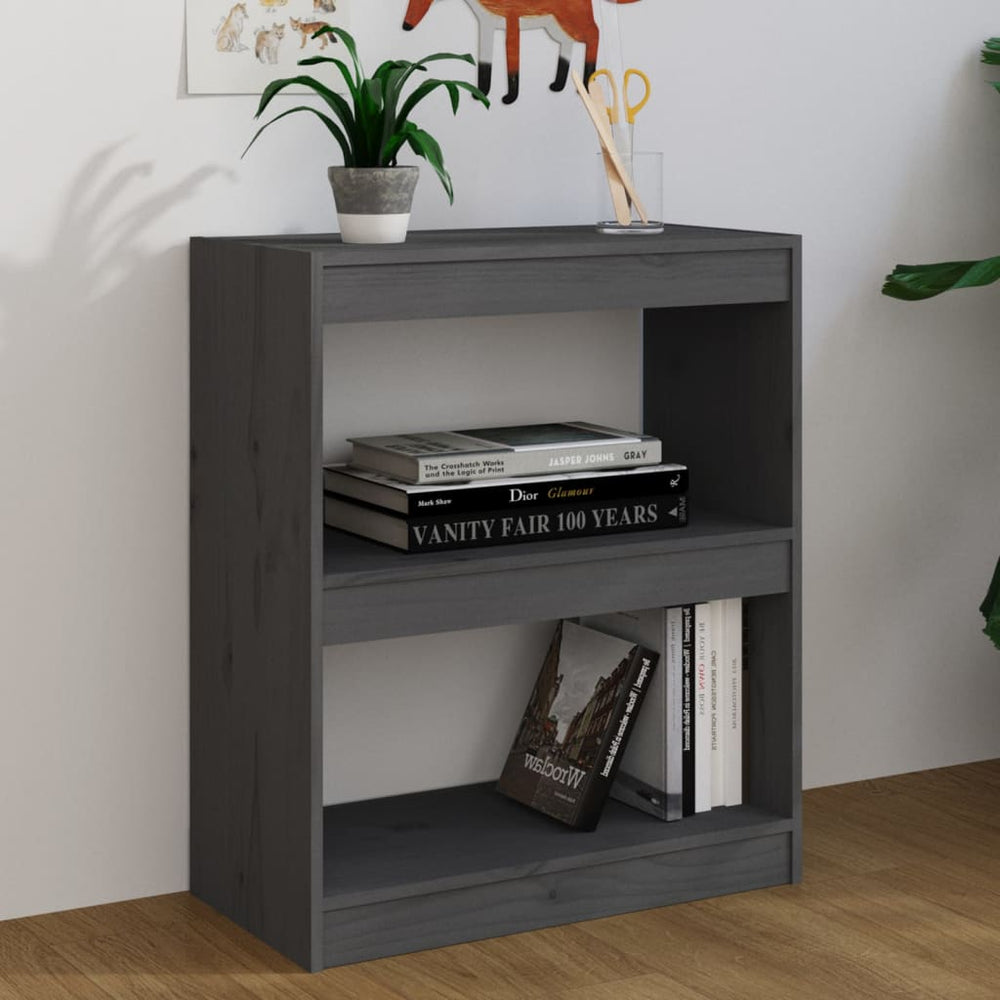 Boekenkast/kamerscherm 60x30x71,5 cm massief grenenhout grijs MeubelReus
