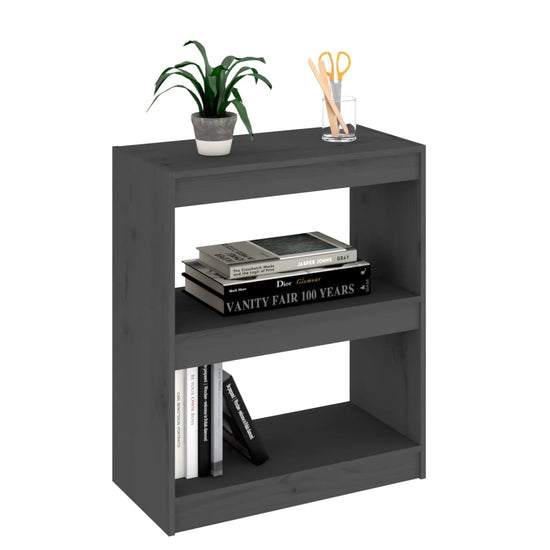 Boekenkast/kamerscherm 60x30x71,5 cm massief grenenhout grijs MeubelReus