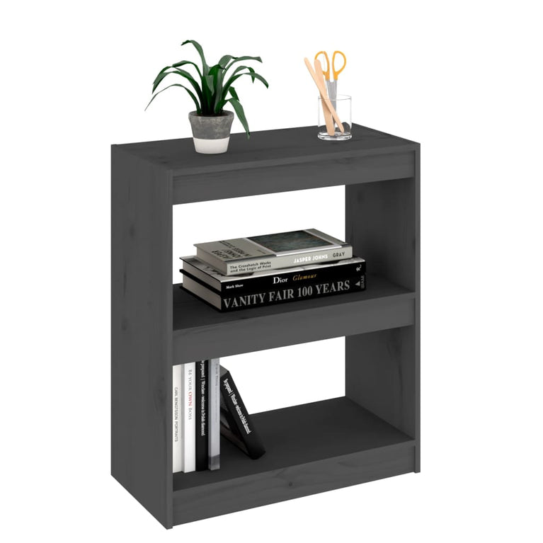 Boekenkast/kamerscherm 60x30x71,5 cm massief grenenhout grijs MeubelReus