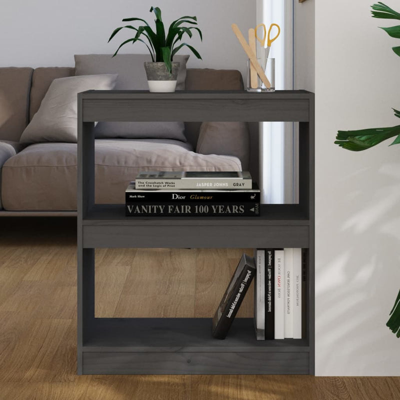 Boekenkast/kamerscherm 60x30x71,5 cm massief grenenhout grijs MeubelReus