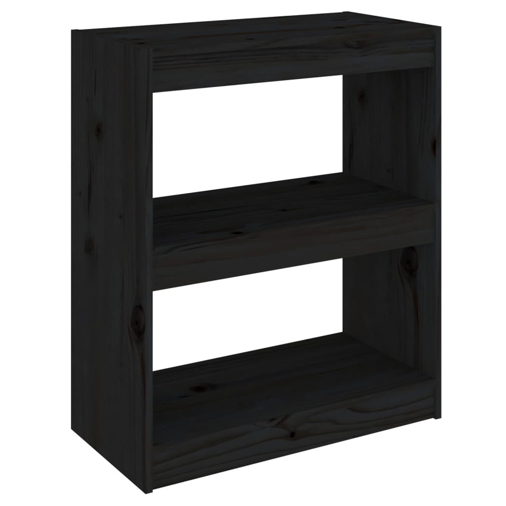Boekenkast/kamerscherm 60x30x71,5 cm massief grenenhout zwart MeubelReus