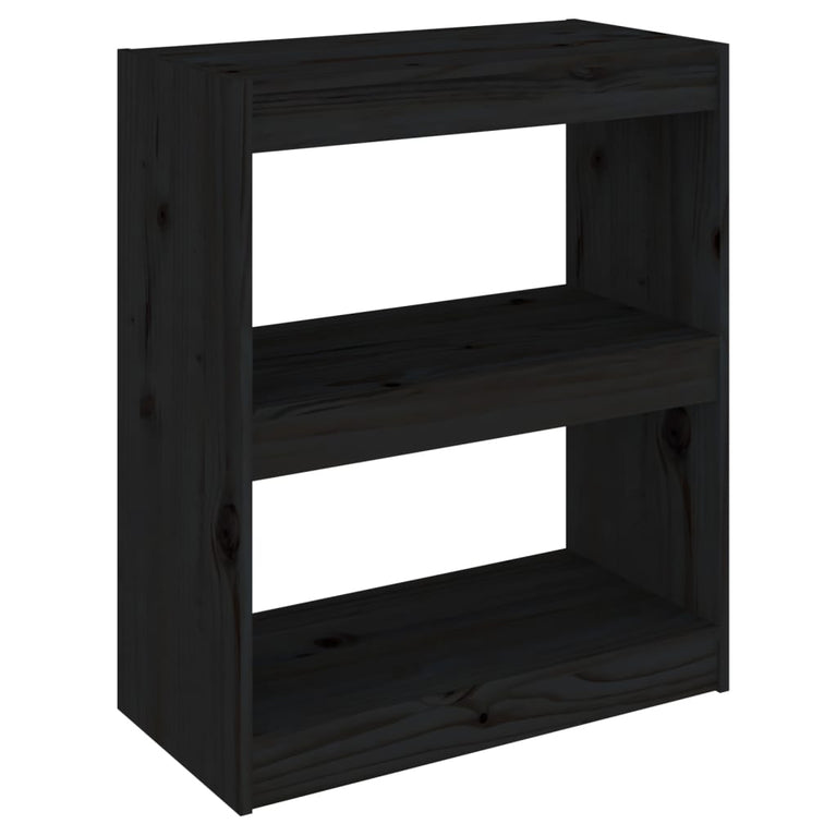 Boekenkast/kamerscherm 60x30x71,5 cm massief grenenhout zwart MeubelReus