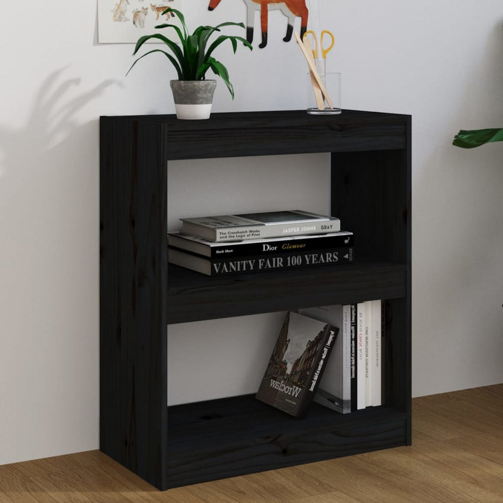 Boekenkast/kamerscherm 60x30x71,5 cm massief grenenhout zwart MeubelReus