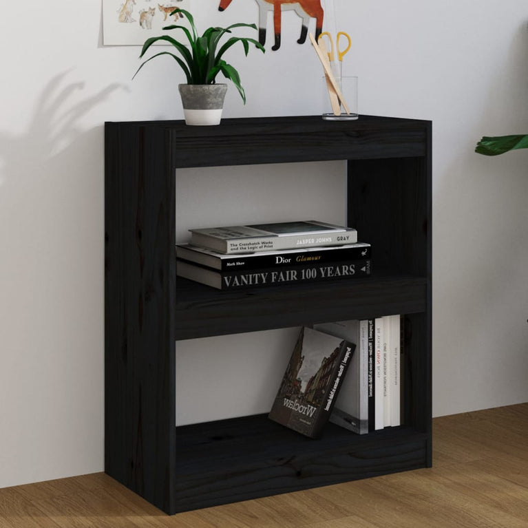 Boekenkast/kamerscherm 60x30x71,5 cm massief grenenhout zwart MeubelReus