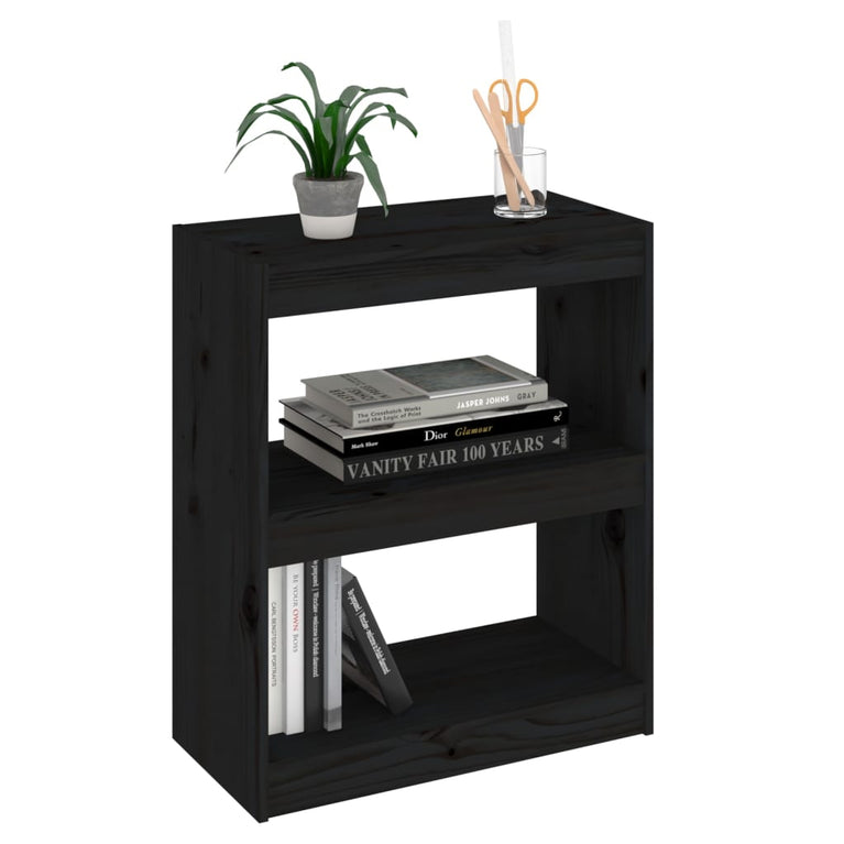 Boekenkast/kamerscherm 60x30x71,5 cm massief grenenhout zwart MeubelReus