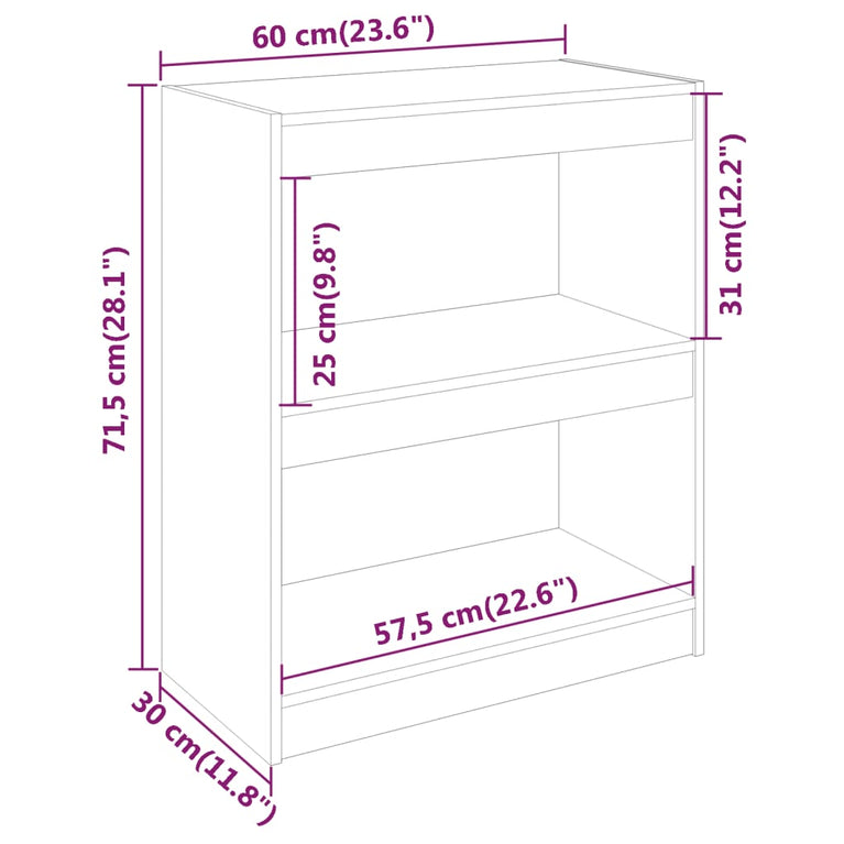 Boekenkast/kamerscherm 60x30x71,5 cm massief grenenhout zwart MeubelReus