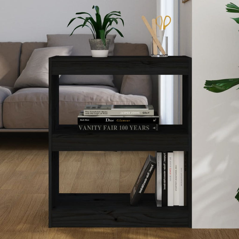 Boekenkast/kamerscherm 60x30x71,5 cm massief grenenhout zwart MeubelReus