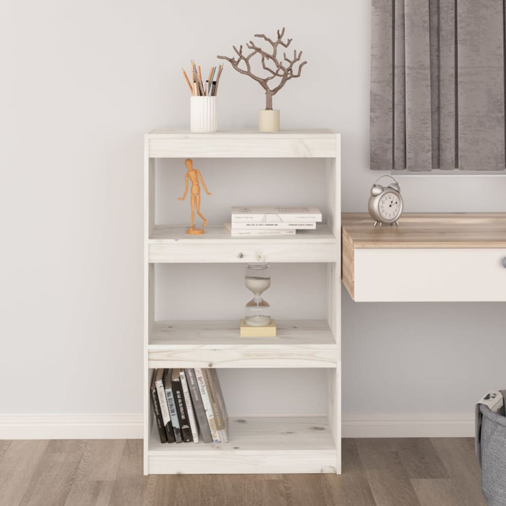Boekenkast/kamerscherm 60x30x103,5 cm massief grenenhout wit MeubelReus