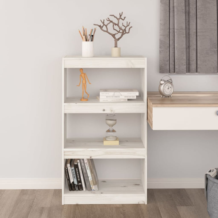 Boekenkast/kamerscherm 60x30x103,5 cm massief grenenhout wit MeubelReus