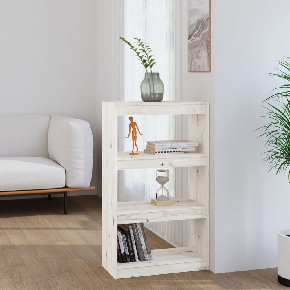 Boekenkast/kamerscherm 60x30x103,5 cm massief grenenhout wit MeubelReus