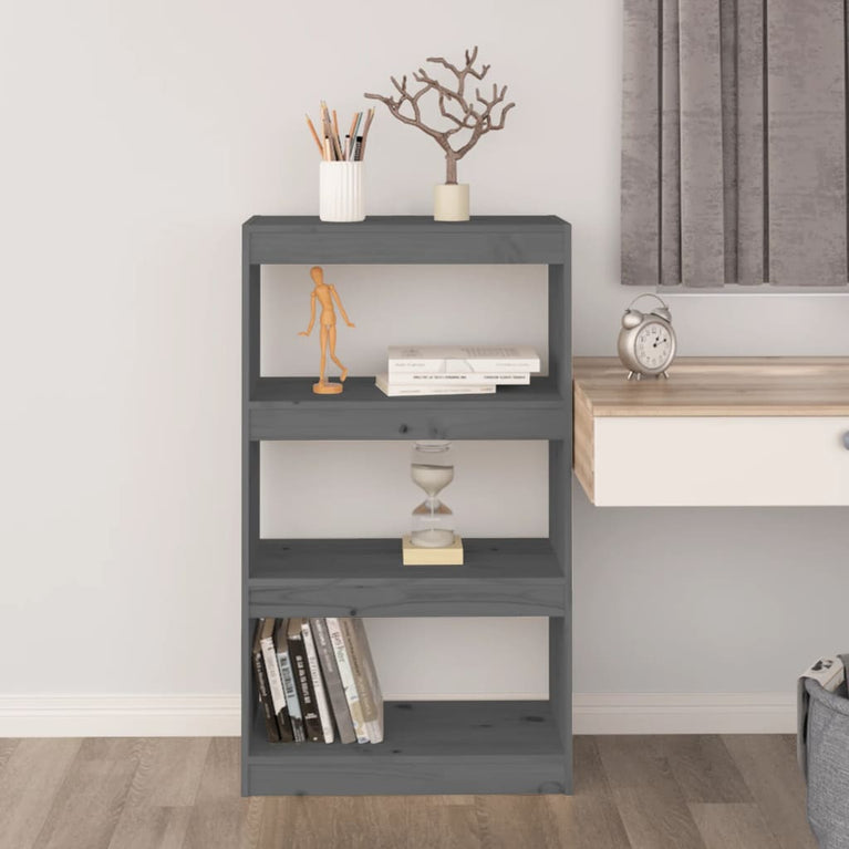 Boekenkast/kamerscherm 60x30x103,5 cm massief grenenhout grijs MeubelReus