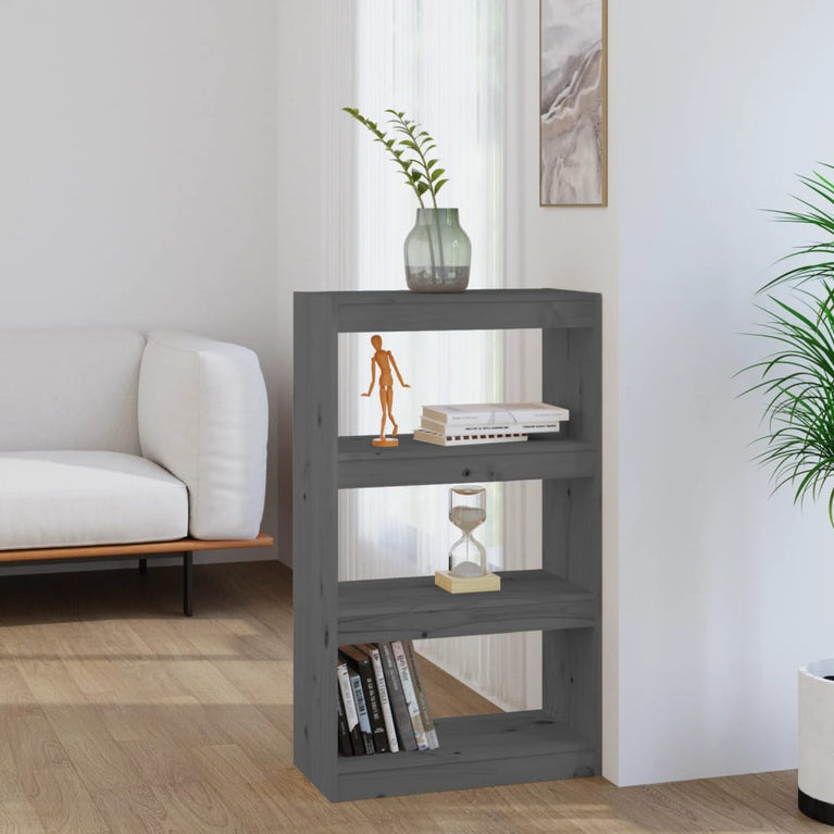 Boekenkast/kamerscherm 60x30x103,5 cm massief grenenhout grijs MeubelReus