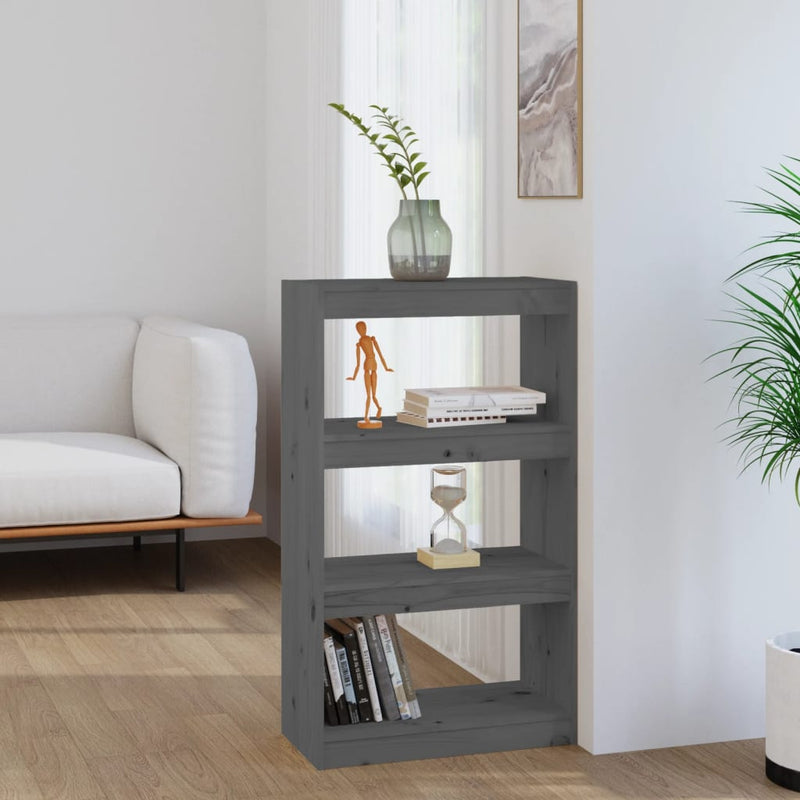 Boekenkast/kamerscherm 60x30x103,5 cm massief grenenhout grijs MeubelReus