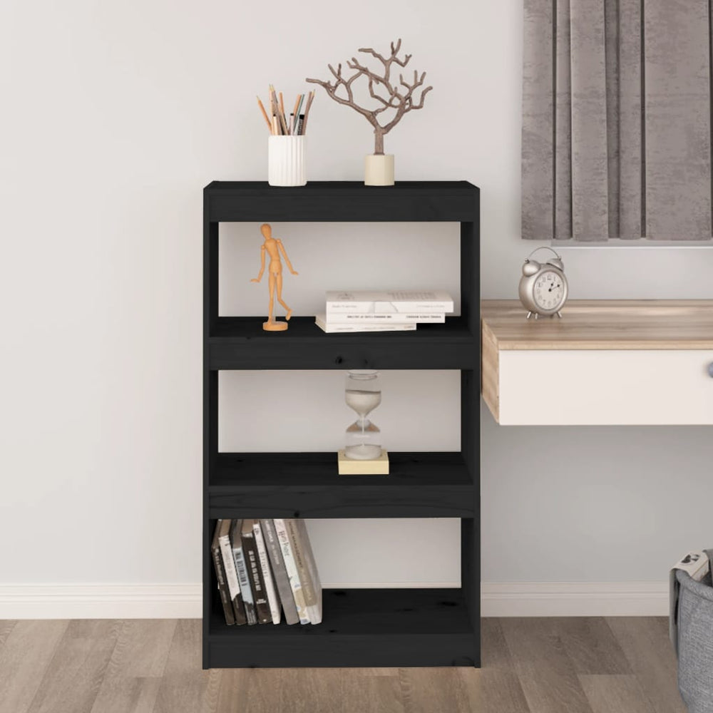 Boekenkast/kamerscherm 60x30x103,5 cm massief grenenhout zwart MeubelReus