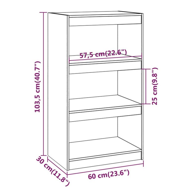 Boekenkast/kamerscherm 60x30x103,5 cm massief grenenhout zwart MeubelReus