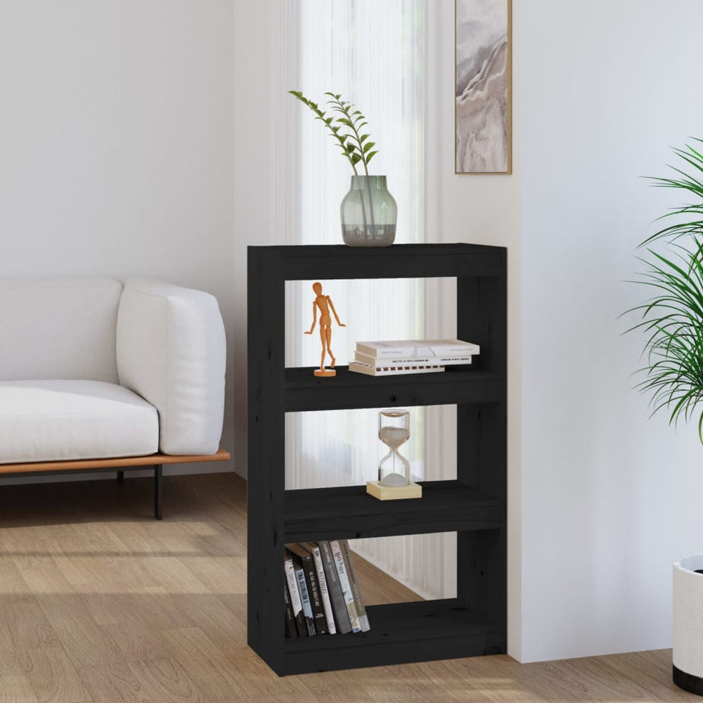 Boekenkast/kamerscherm 60x30x103,5 cm massief grenenhout zwart MeubelReus