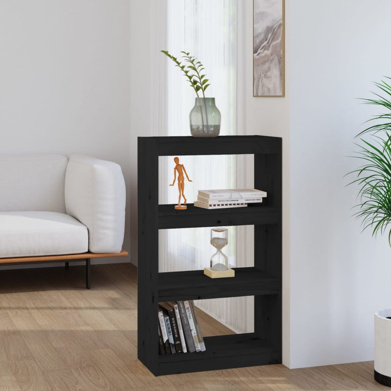 Boekenkast/kamerscherm 60x30x103,5 cm massief grenenhout zwart MeubelReus