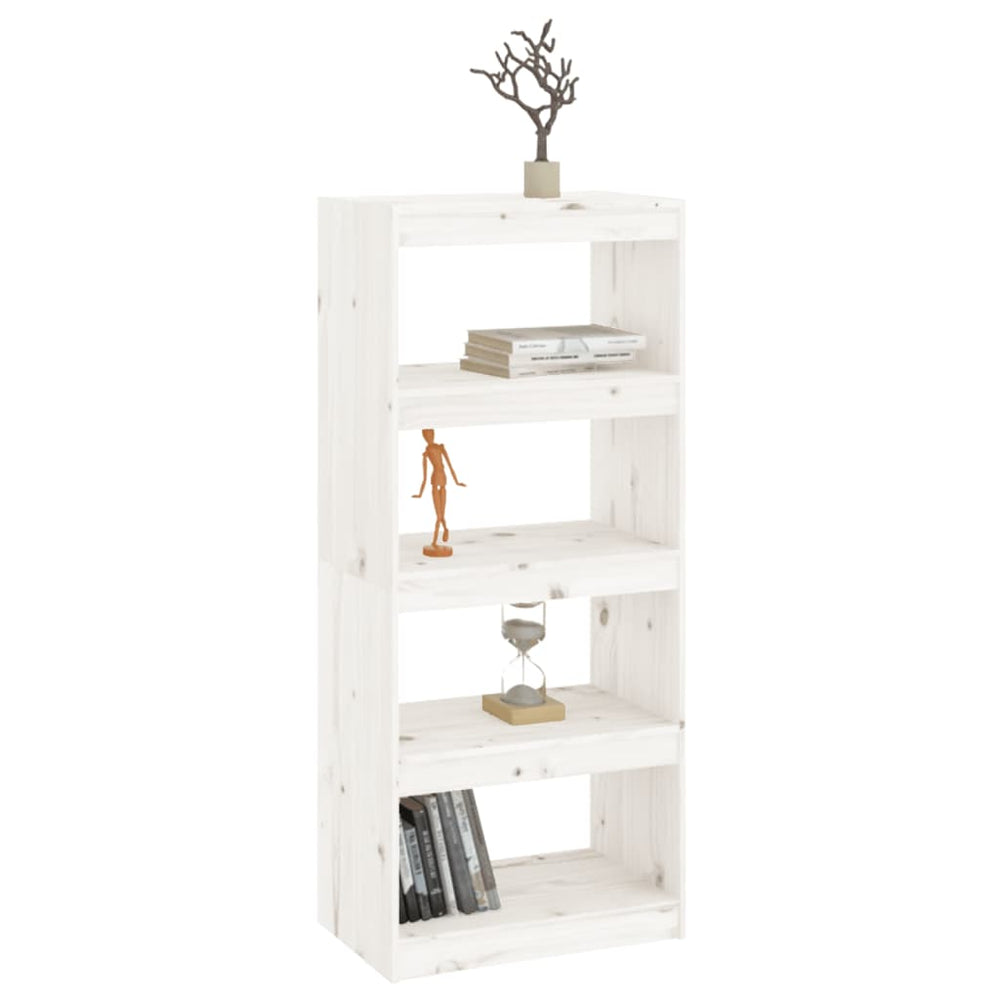 Boekenkast/kamerscherm 60x30x135,5 cm massief grenenhout wit MeubelReus