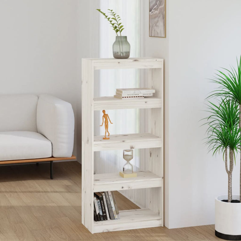 Boekenkast/kamerscherm 60x30x135,5 cm massief grenenhout wit MeubelReus